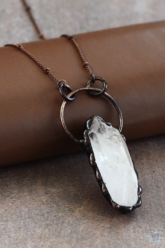 Raw Crystal Stone Pendant Necklace