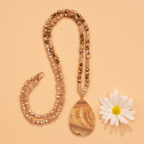 Natural Stone Necklace - Brown