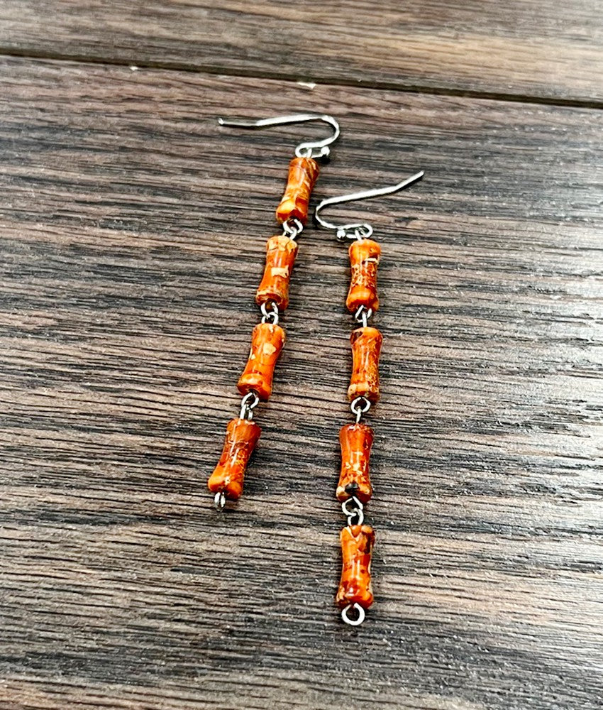 Orange coral interlocked earrings