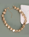 Irregular Shape Chunky Matte Gold Beaded Necklace