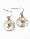 Metal pearl drop earrings