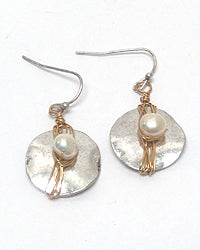 Metal pearl drop earrings