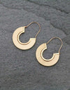 U Shape Wood with Metal Hoop Earrings -Ivory