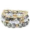 Multi-Layer Semi Precious Stone Mix Stretch Bracelet Set