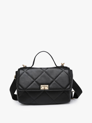 Quilted Twist Lock Crossbody - Black