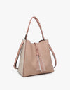 Dina Contrast Tote w/ Tassel - Pink/Off White