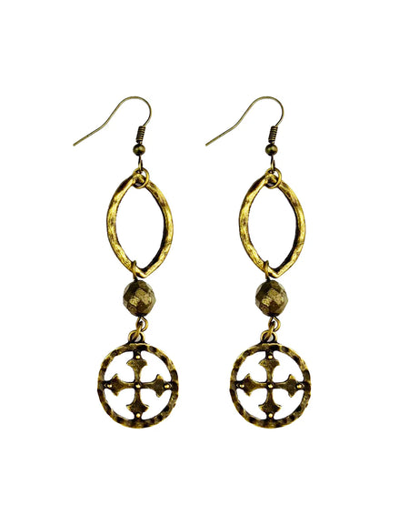 AC Pyrite with Cross Earrings