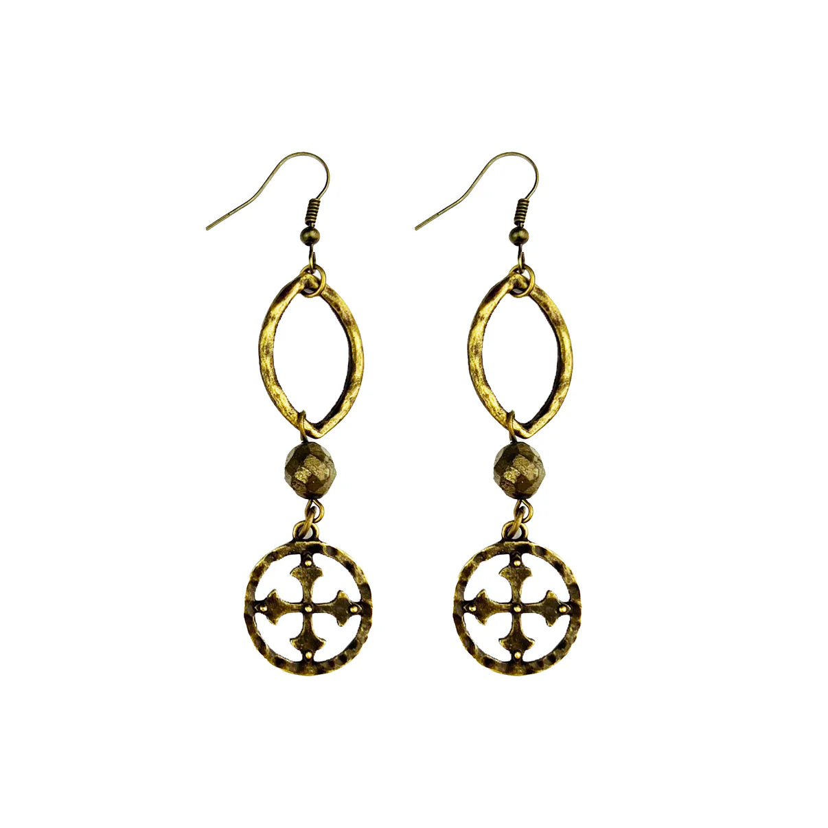 AC Pyrite with Cross Earrings