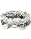 MULTI FACET STONE BEAD TRIPLE STRETCH BRACELET SET