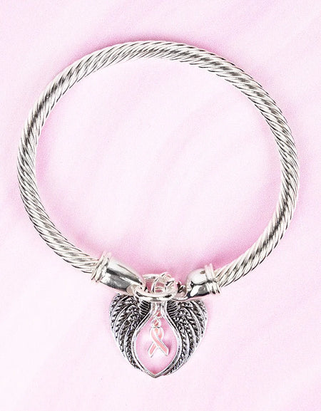 WINGS OF AN ANGEL SILVERTONE TWISTED BANGLE