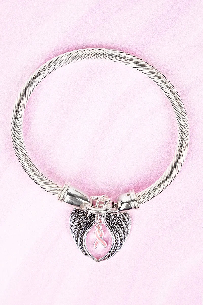 WINGS OF AN ANGEL SILVERTONE TWISTED BANGLE