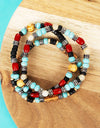 TURQUOISE SILVERTONE MULTI- COLOR OAK LANE BEADED BRACELET SET