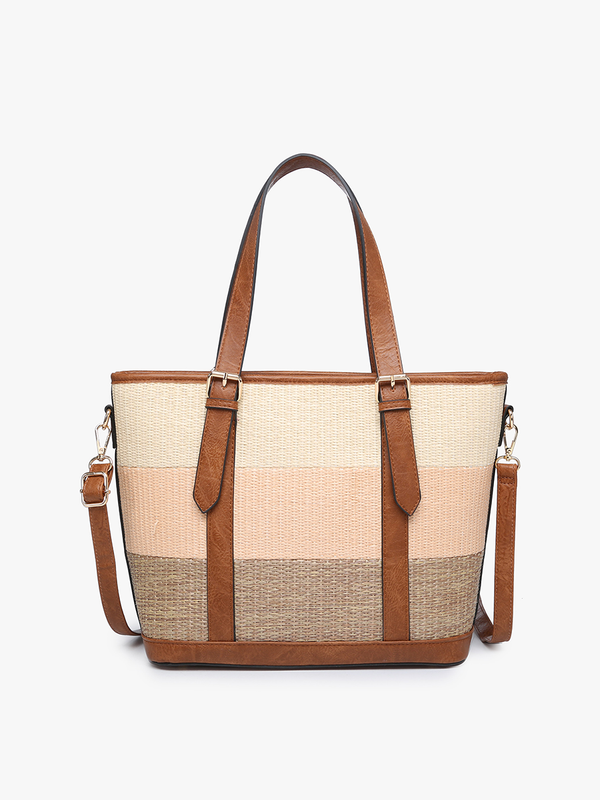 Raya Striped Tri-Color Tote w/ Adjustable Straps