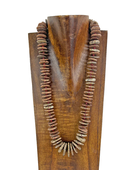 WE 23-Inch Nature Flat Brown Stone Necklace