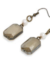 Earring Antique Gold Freshwaterpearl w/ Rectangle Glass Drop