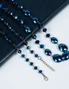 OLE Chandalier Crystal Long Necklace - Dark Blue