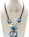 Patina Ring Pendant and Cord Necklace Set