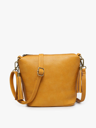 Dylan Crossbody w/ 2 Side Tassel Zippers - Mustard