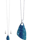 Patina pendant long necklace set