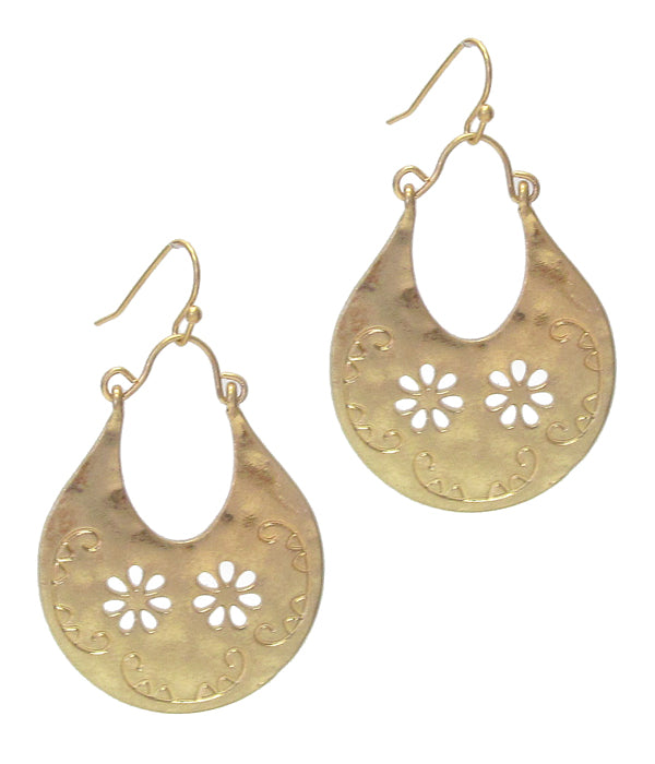 Textured metal teardrop earring