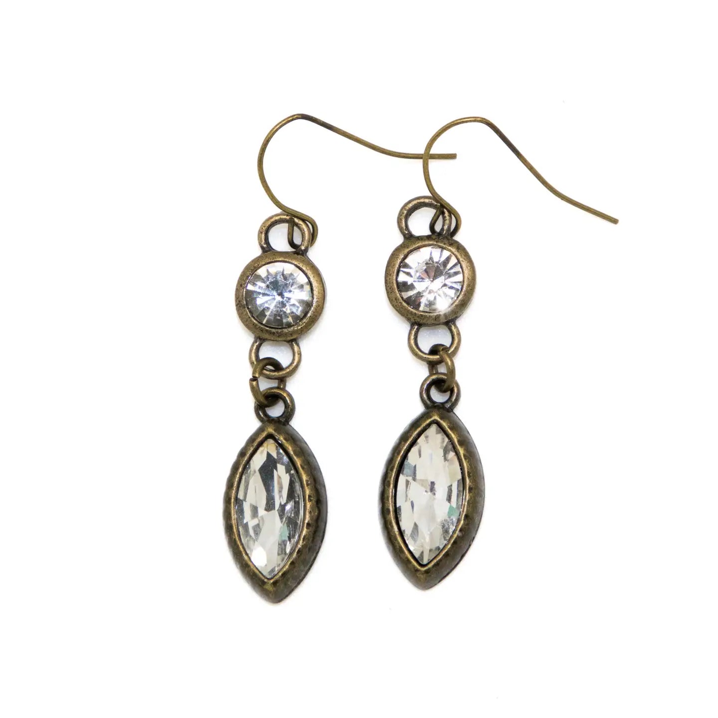 Earring Antique Gold Teardrop Glass