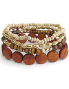 Natural wood bead mix 4 stretch bracelet set