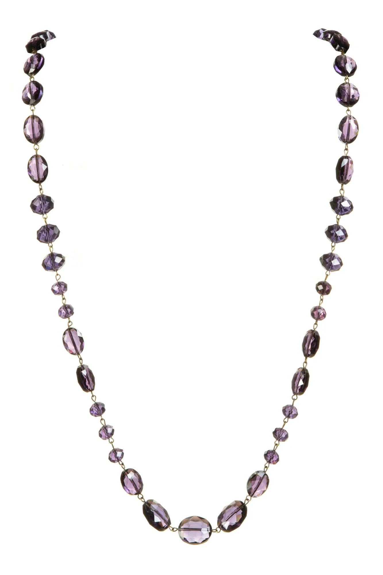 OLE Chandalier Crystal Long Necklace - Purple