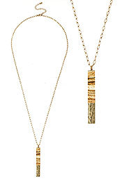 SEMI PRECIOUS STONE BAR PENDANT LONG NECKLACE