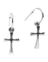 Cross Huggie Earrings - Silver