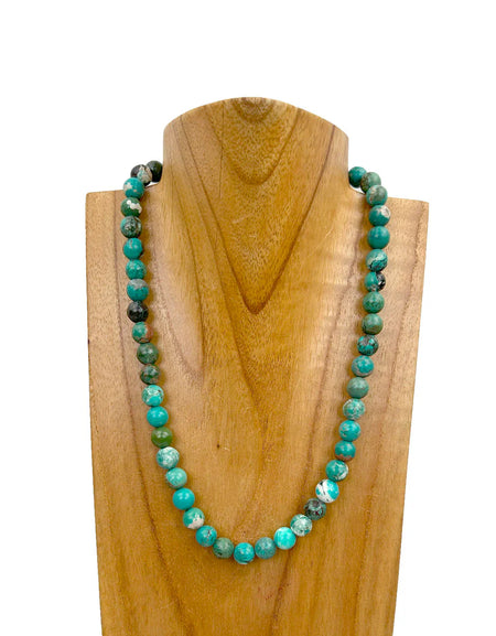 WE 18 inch necklace 10mm muti blue turquoise stone balls