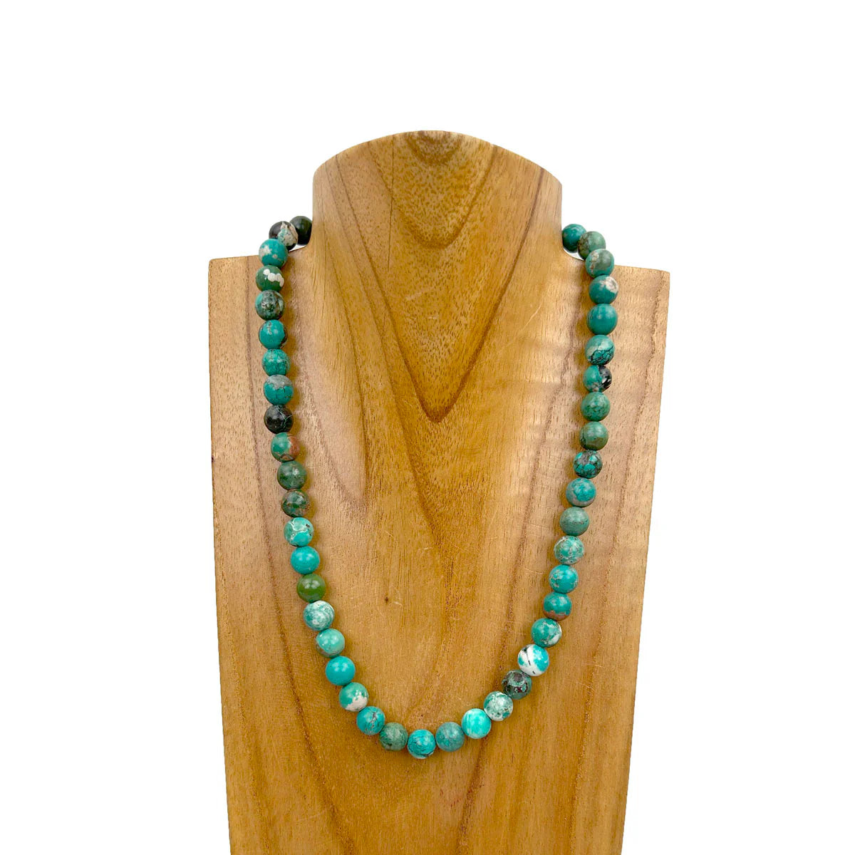 WE 18 inch necklace 10mm muti blue turquoise stone balls