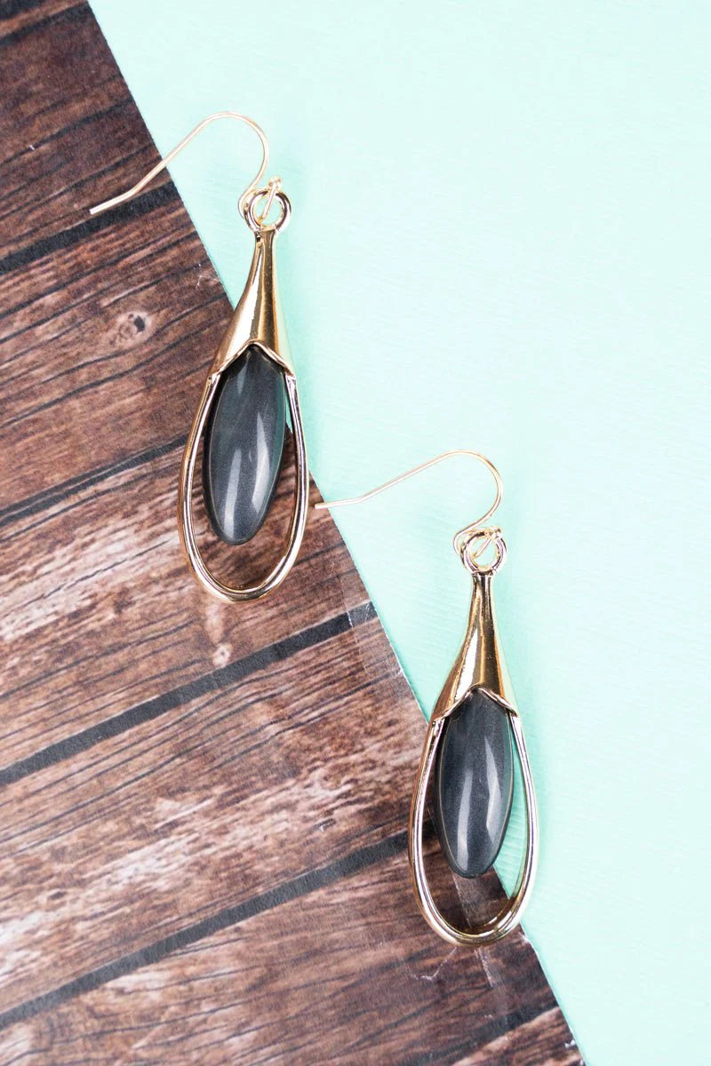 FIND YOUR JOY BLACK AND GOLDTONE TEARDROP EARRINGS