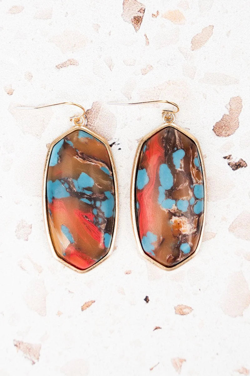 AQUA AND BROWN LUNA EARRINGS