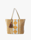 Heidi Diamond Print Tote w/ Large Tassel