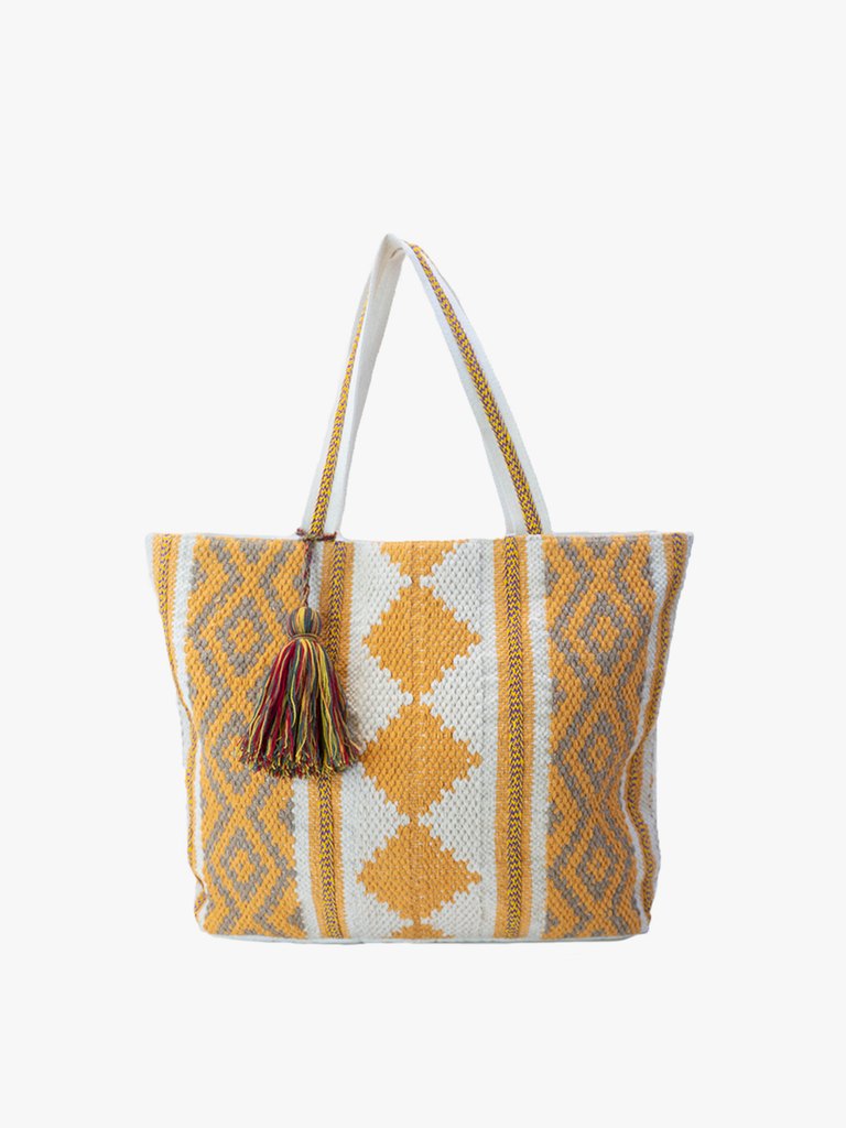 Heidi Diamond Print Tote w/ Large Tassel