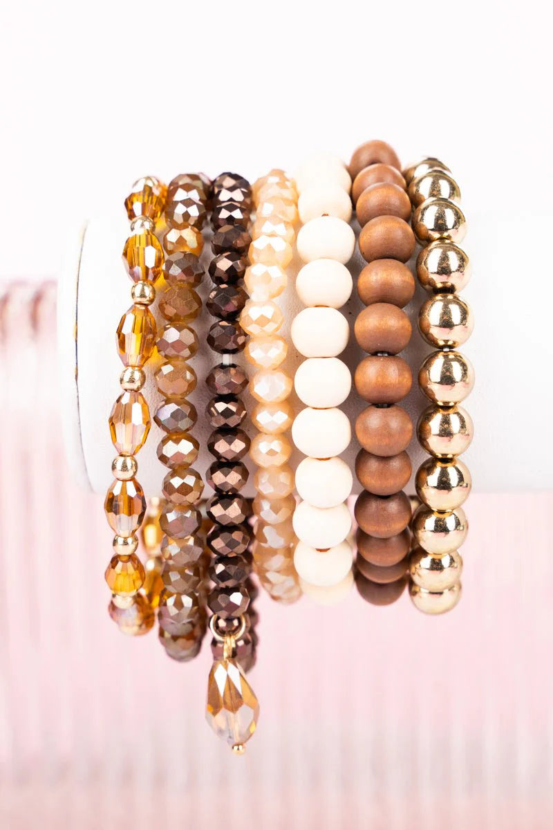 GO YOUR OWN WAY BROWN BEADED BRACELET SET