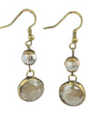 AC Champagne Crystal /Round Ivory Crystal Drop Earrings