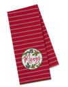 Merry Holly Embellished Dishtowel