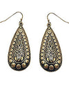 Antique metal textured teardrop earring