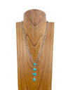 WE 22 inch silver metal chain with turquoise stone teardrops