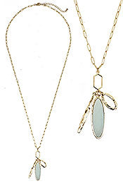 SEMI PRECIOUS STONE PENDANT LONG NECKLACE - MINT
