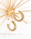 CRYSTAL AVENUE TEXTURED SMALL GOLDTONE HOOP EARRINGS