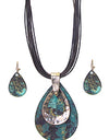 Multi teardrop pendant and cord necklace set