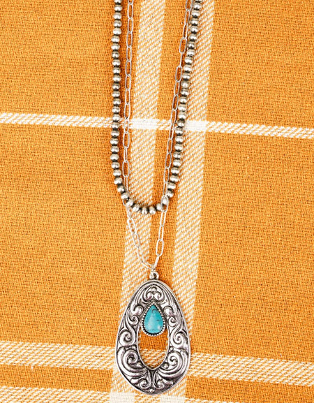 TURQUOISE BAY CITY SILVERTONE LAYERED NECKLACE