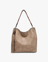 Amber Hobo w/ 3 Compartments and Braided Handle - Khaki