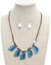 Multi patina metal tribal cord necklace set