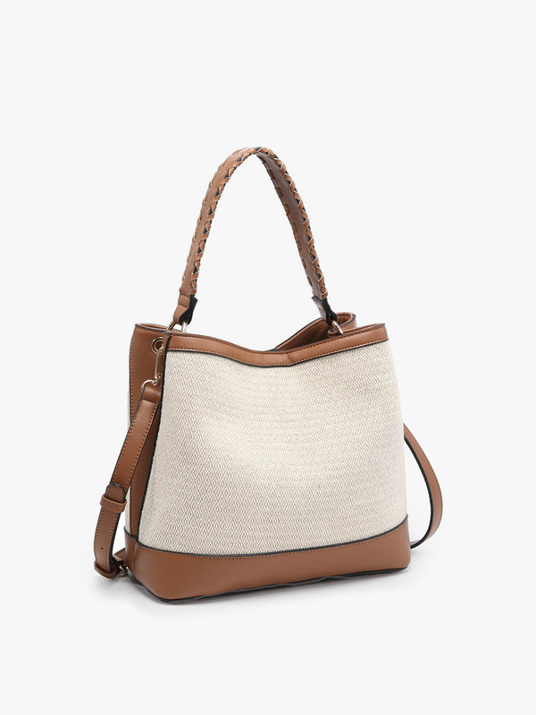 Maude Canvas Satchel w/ Braided Handle - Diamond Ivory