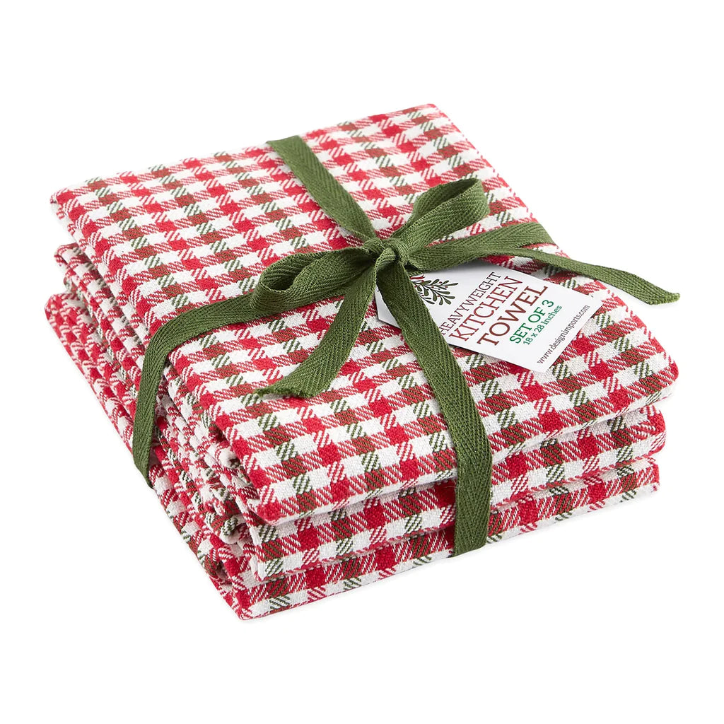 Holiday Houndstooth Heavyweight Dishtowel Set Of 3 LP