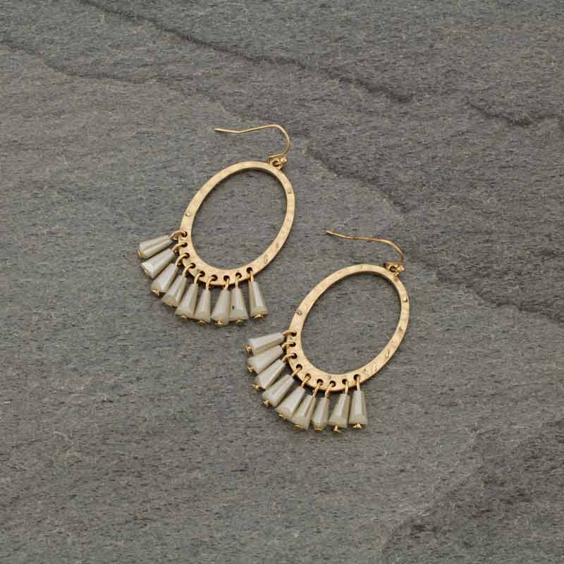 Stone Fish Hook Earrings - Ivory