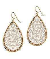 METAL FILIGREE TEARDROP EARRING
